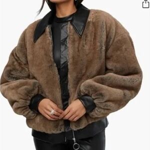WEWOREWHAT Fur Bomber (new with tags!)